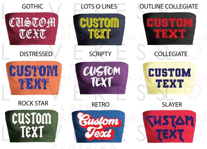 Custom College Bandeaus from LoveKess Clothing - lovekess - clothing