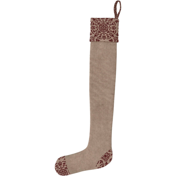 Custom House Burgundy Woven Prim Stocking 7x19" - Primitive Star Quilt Shop