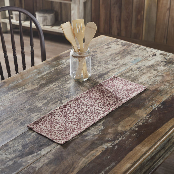 Custom House Burgundy Woven Runner 8x24" - Primitive Star Quilt Shop