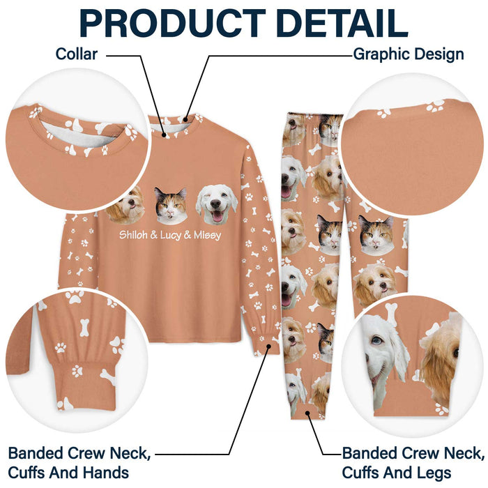 Custom Photo Pet Faces All Over - Gift For Dog Lovers, Cat Lovers - Personalized Unisex Pajamas Set