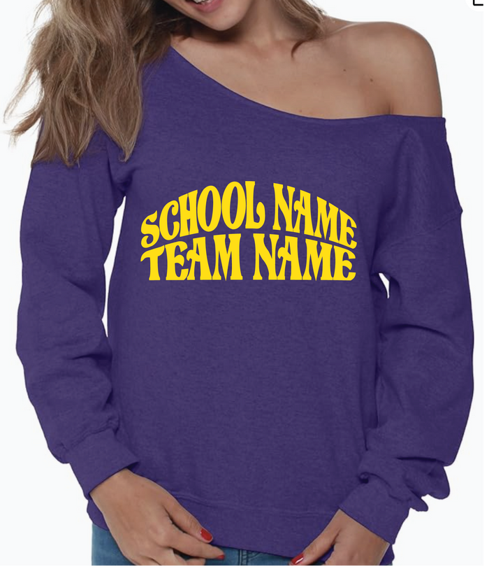 Customize Your Own Off the Shoulder College Game Day Crewneck