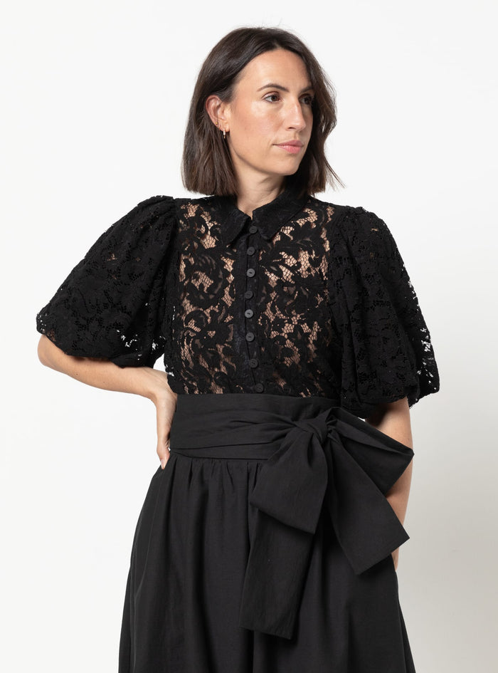 Dallas woven shirt and dress sewing pattern in black