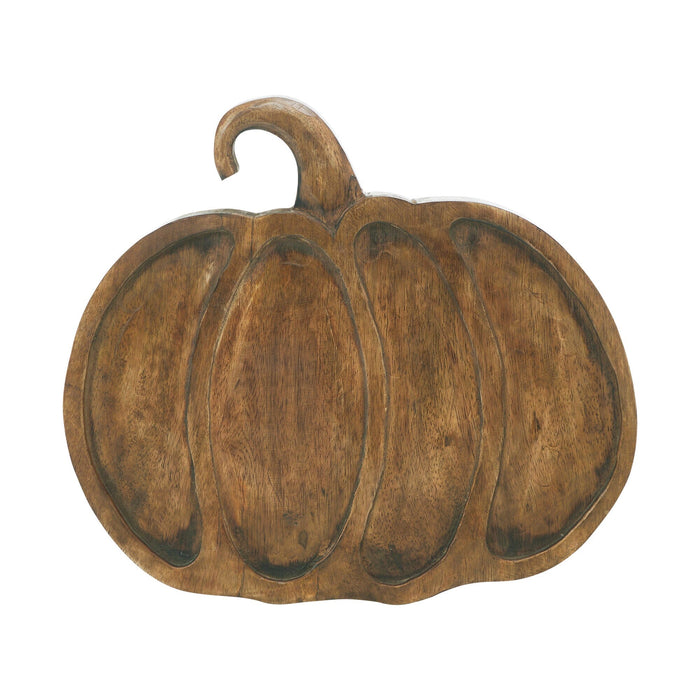Dark Wooden Decorative Pumpkin Tray - 12x13.75" - Primitive Star Quilt Shop