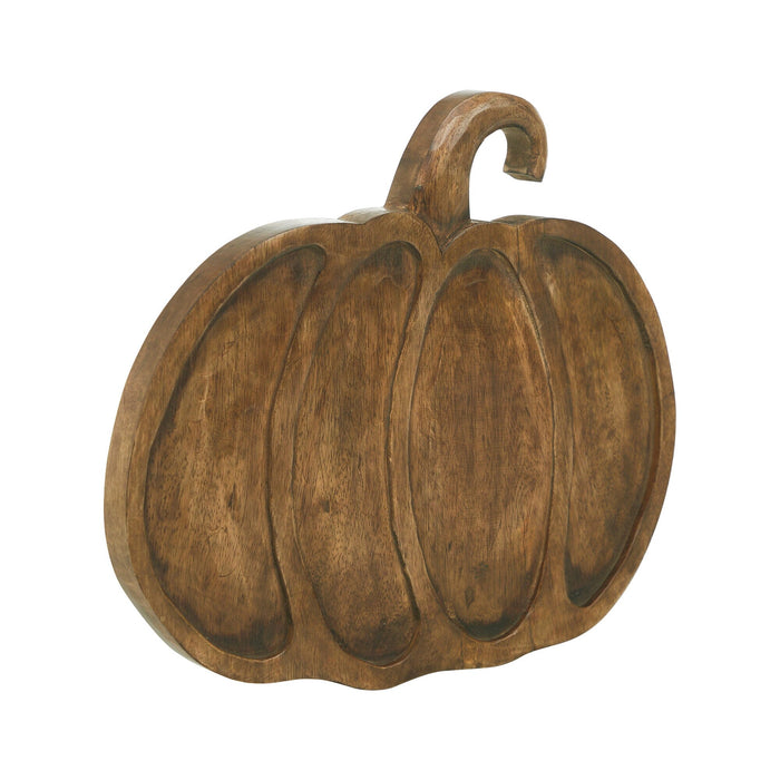 Dark Wooden Decorative Pumpkin Tray - 12x13.75" - Primitive Star Quilt Shop