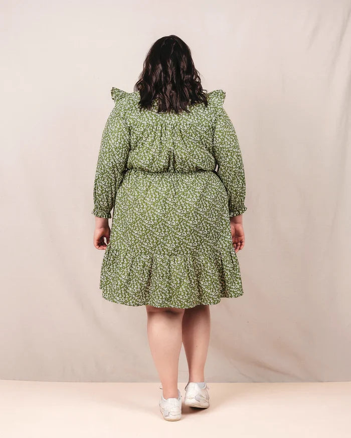 Davenport Dress Sewing Pattern – pull-on ruffle sleeve dress with elastic waist & pockets (XS–7X)