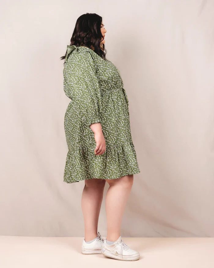 Davenport Dress Sewing Pattern – pull-on ruffle sleeve dress with elastic waist & pockets (XS–7X)