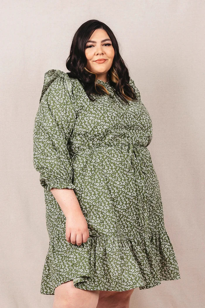 Davenport Dress Sewing Pattern – pull-on ruffle sleeve dress with elastic waist & pockets (XS–7X)