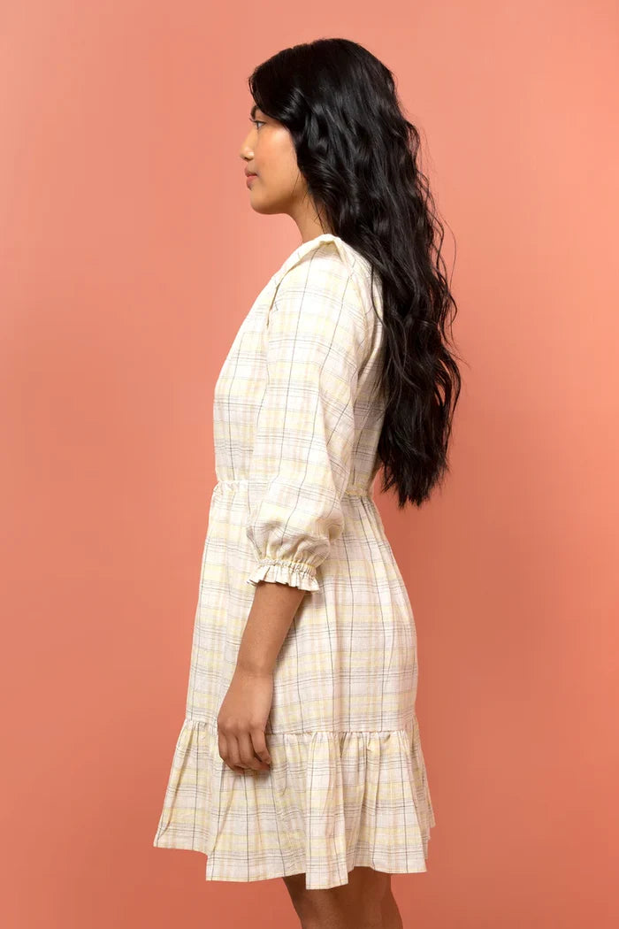 Davenport Dress Sewing Pattern – pull-on ruffle sleeve dress with elastic waist & pockets (XS–7X)