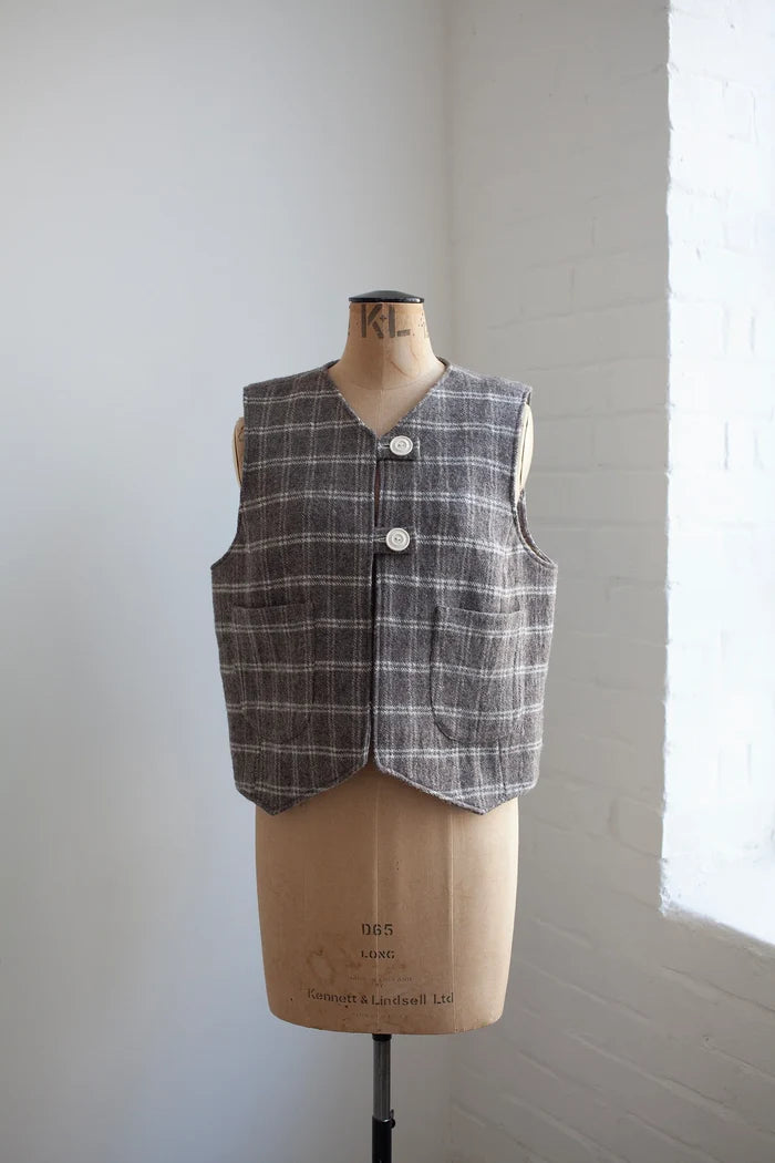 Waistcoat made using Devon Waistcoat Sewing Pattern PDF – Relaxed fit, fully lined, reversible design with patch pockets and button or snap closures.