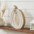 Distressed White Carved Wood Pumpkin - 12x8.75" - Primitive Star Quilt Shop