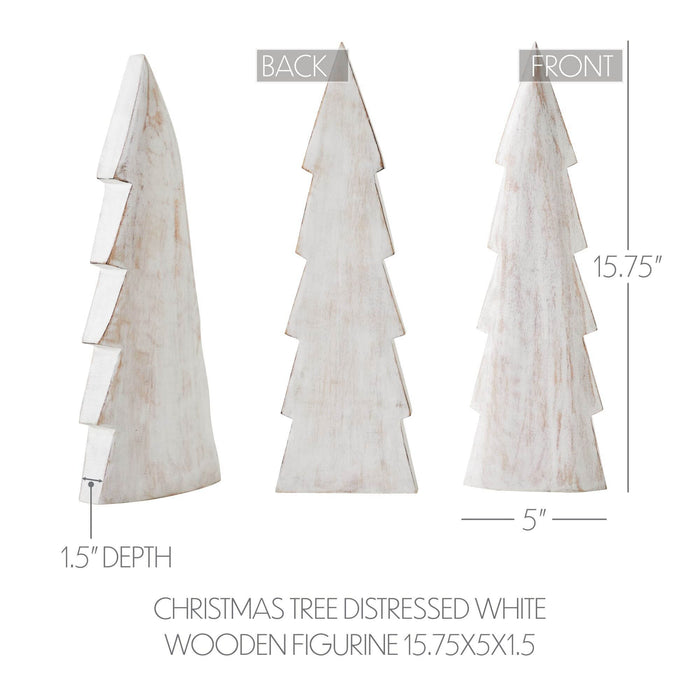 Distressed White Wooden Christmas Tree - 15.75" - Primitive Star Quilt Shop