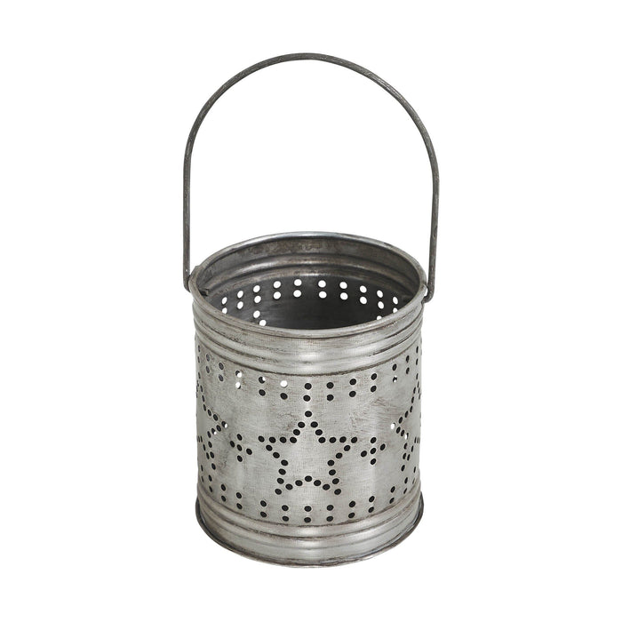 Distressed Zinc Punched Stars Votive Holder - 3.75x3.25" - Primitive Star Quilt Shop