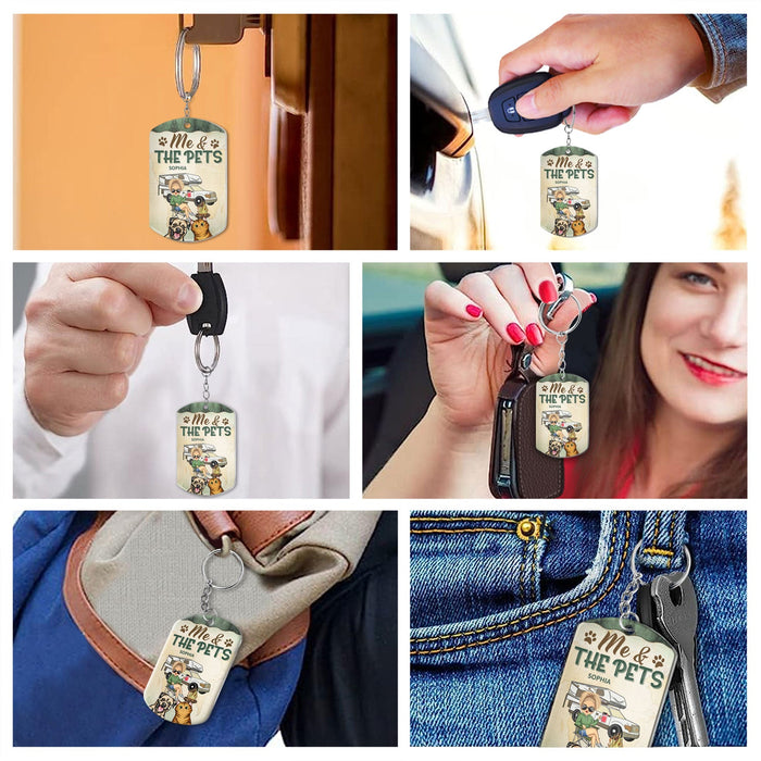Dogs And Cats Hold The Keys To The Camper - Camping Lovers - Personalized Aluminum Keychain