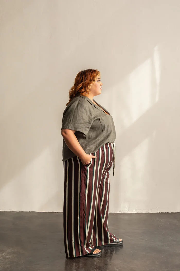 Donny Shirt Sewing Pattern – boxy pull-on woven top with lapel collar and pocket (XS–7X)