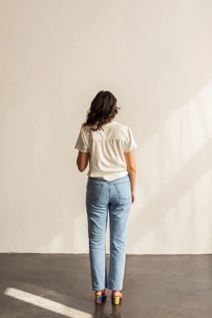 Donny Shirt Sewing Pattern – boxy pull-on woven top with lapel collar and pocket (XS–7X)