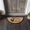 Down Home "Welcome to the Roost" Coir Half Circle Rug 16.5x33" - Primitive Star Quilt Shop