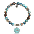 Earth Jasper Stone Bracelet with Cape Cod Enamel Sterling Silver Charm