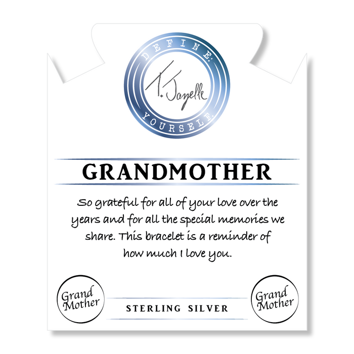 Earth Jasper Stone Bracelet with Grandmother Sterling Silver Charm