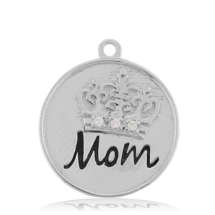 Earth Jasper Stone Bracelet with Mom Crown Sterling Silver Charm
