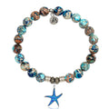 Earth Jasper Stone Bracelet with Star of the Sea Sterling Silver Charm