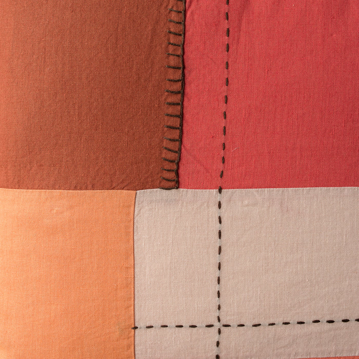 100% Linen Earthy Patchwork Cushion Cover
