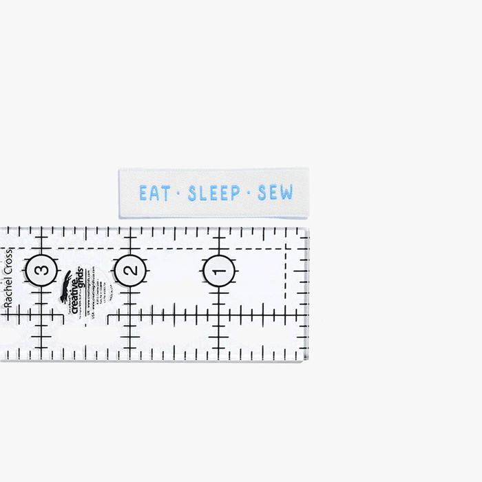 Eat Sleep Sew woven KATM sewing labels for handmade clothes and DIY sewing projects