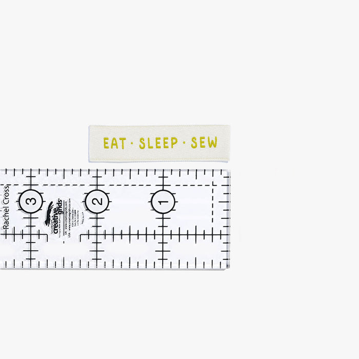 Eat Sleep Sew woven KATM sewing labels for handmade clothes and DIY sewing projects