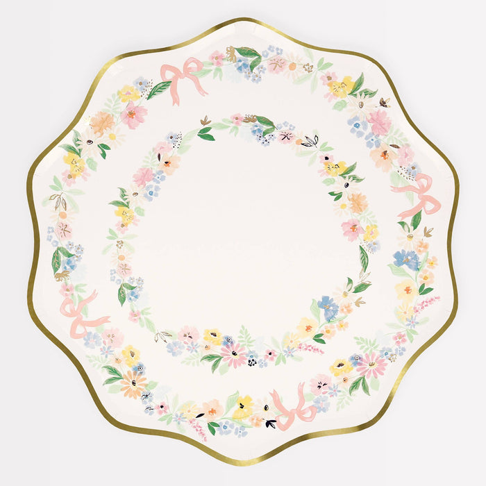 Elegant Floral Paper Dinner Plates