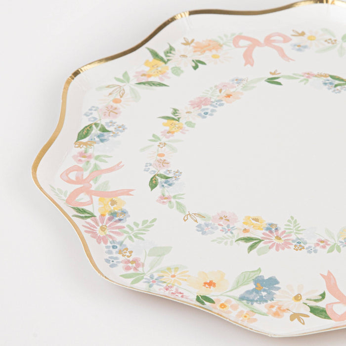 Elegant Floral Paper Dinner Plates