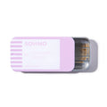 Pink and silver needle case with 'SOHMO' branding on a white background. SOHMO embroidery needles in sliding tin with long eye for floss and hand sewing