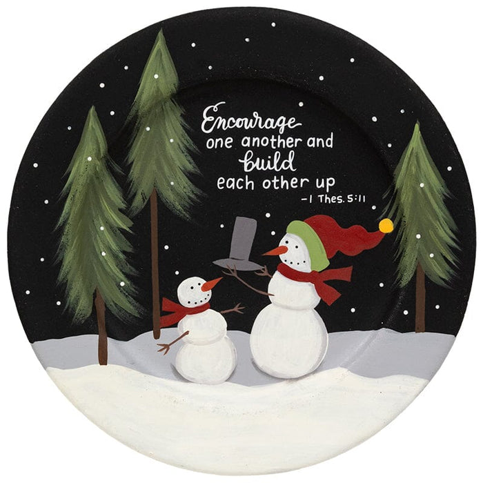 "Encourage One Another" Snowman Plate - Primitive Star Quilt Shop