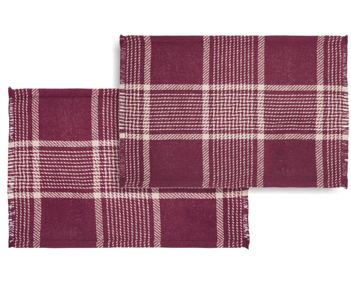 Eston Burgundy Plaid Placemat - Set of 2 - Primitive Star Quilt Shop