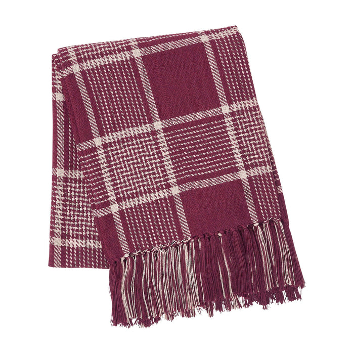 Eston Burgundy Plaid Throw - Primitive Star Quilt Shop