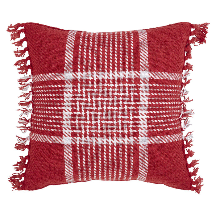 Eston Red Plaid Fringed Pillow 12" - Primitive Star Quilt Shop
