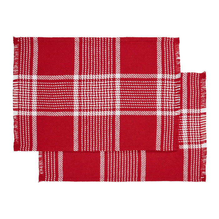 Eston Red Plaid Fringed Placemats - Set of 2 - Primitive Star Quilt Shop