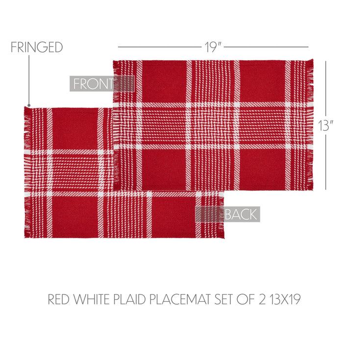 Eston Red Plaid Fringed Placemats - Set of 2 - Primitive Star Quilt Shop