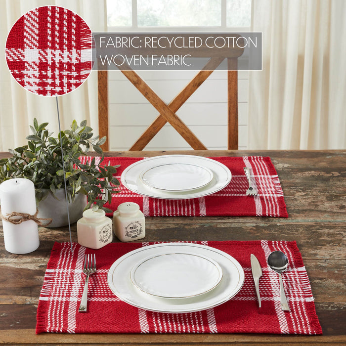 Eston Red Plaid Fringed Placemats - Set of 2 - Primitive Star Quilt Shop