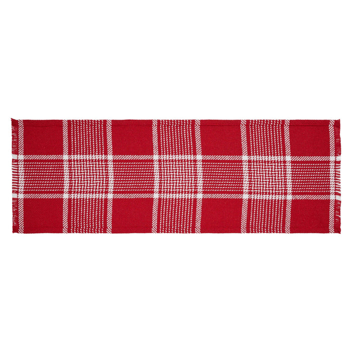 Eston Red Plaid Fringed Runner 12x36" - Primitive Star Quilt Shop