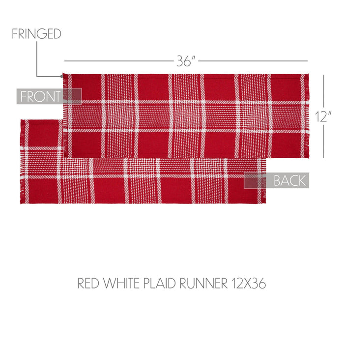 Eston Red Plaid Fringed Runner 12x36" - Primitive Star Quilt Shop