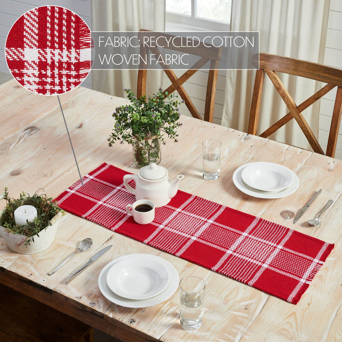 Eston Red Plaid Fringed Runner 12x36" - Primitive Star Quilt Shop