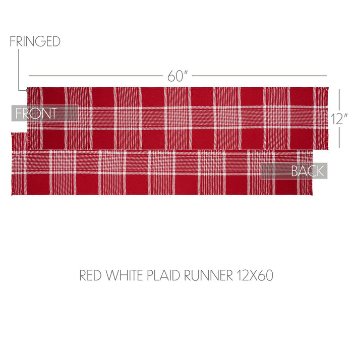 Eston Red Plaid Fringed Runner 12x60" - Primitive Star Quilt Shop