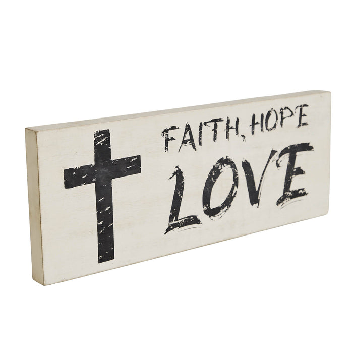 "Faith Hope Love" Wood Sign - 5.5x14.5" - Primitive Star Quilt Shop
