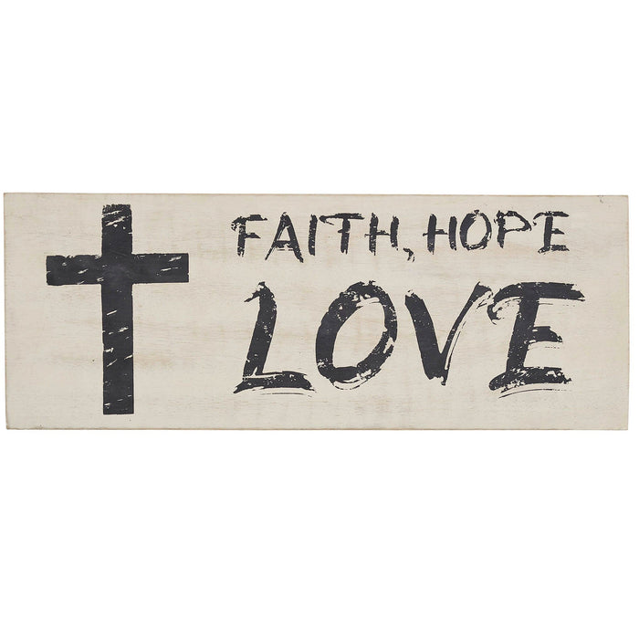 "Faith Hope Love" Wood Sign - 5.5x14.5" - Primitive Star Quilt Shop