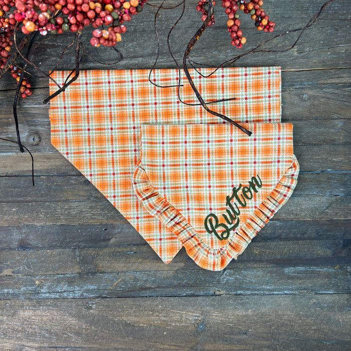 Fall Orange Plaid Dog Bandana