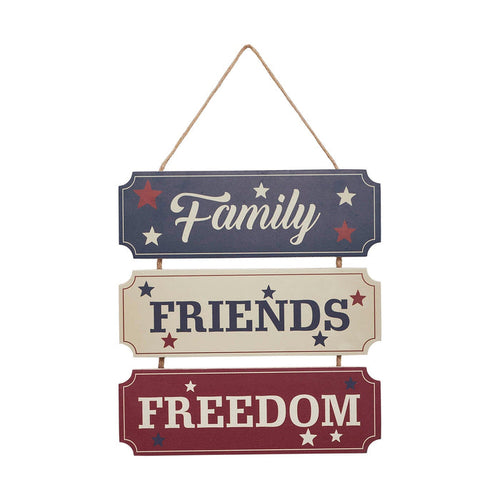 "Family Friends Freedom" Wall Decor - 12x12" - Primitive Star Quilt Shop