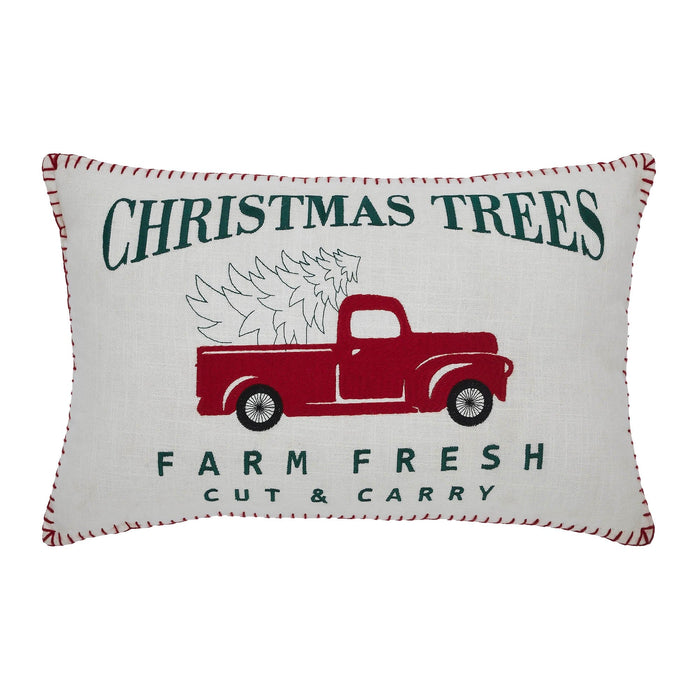 "Farm Fresh" Truck Christmas Pillow 14x22" - Primitive Star Quilt Shop