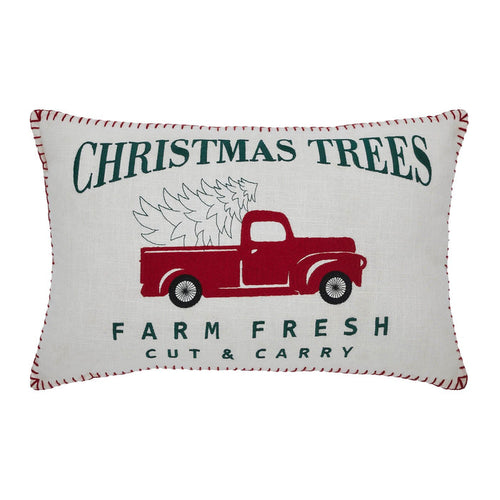 "Farm Fresh" Truck Christmas Pillow 14x22" - Primitive Star Quilt Shop