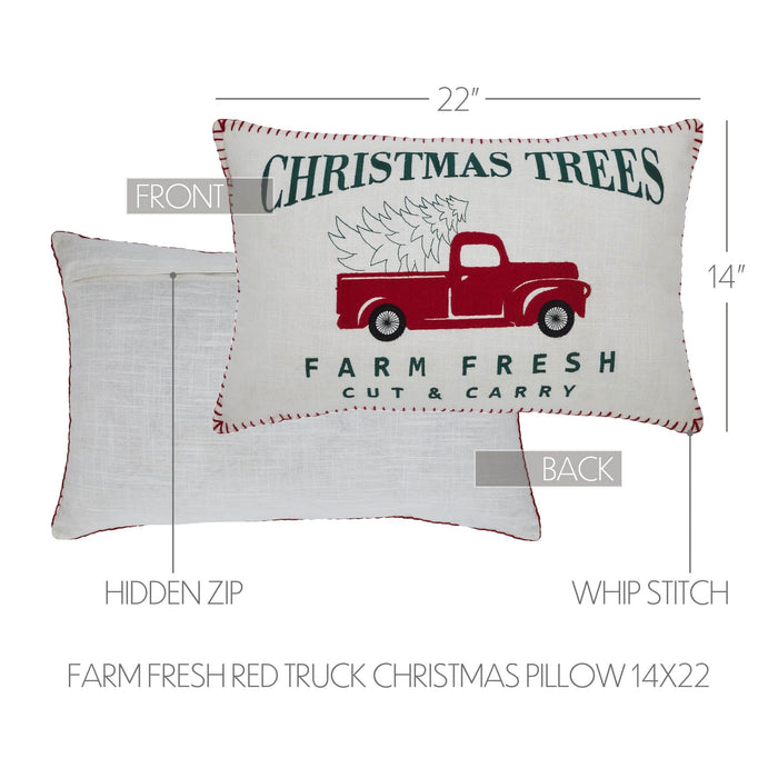 "Farm Fresh" Truck Christmas Pillow 14x22" - Primitive Star Quilt Shop