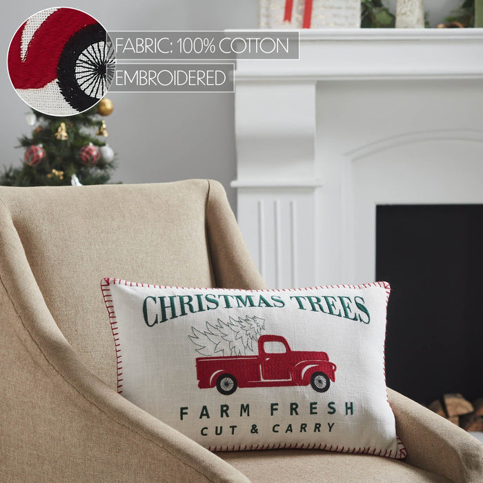 "Farm Fresh" Truck Christmas Pillow 14x22" - Primitive Star Quilt Shop