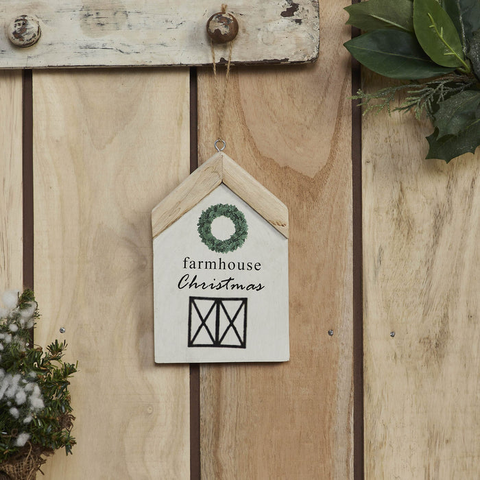"Farmhouse Christmas" Wreath House Ornament - Primitive Star Quilt Shop